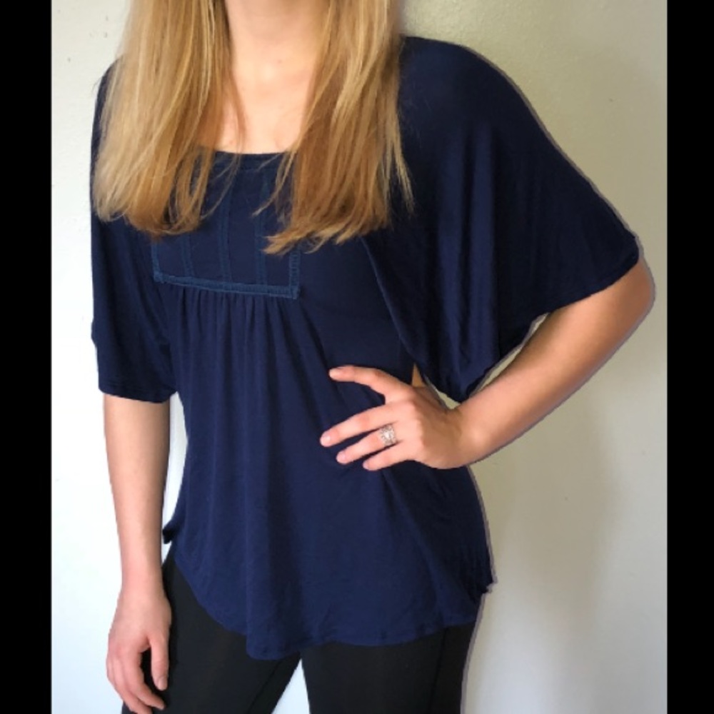 Navy Blue, Alloy, Blouse.